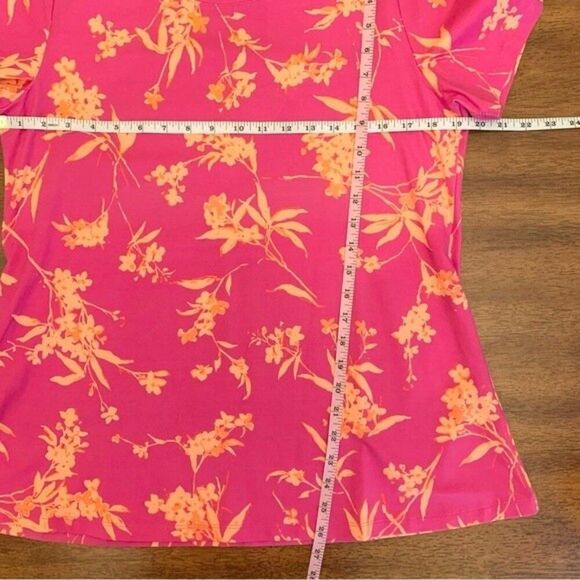 "As Is" Isaac Mizrahi Live! Floral Printed Modal Blend Swing Top Medium - Picture 7 of 9